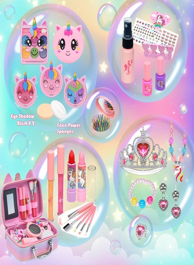 Mrabbitoo Kids Real Makeup Kit for Girls - 63Pcs Non-Toxic Washable Little Girls Make Up Toys, Princess Cosmetics Set for Toddlers to Tweens - Image 2